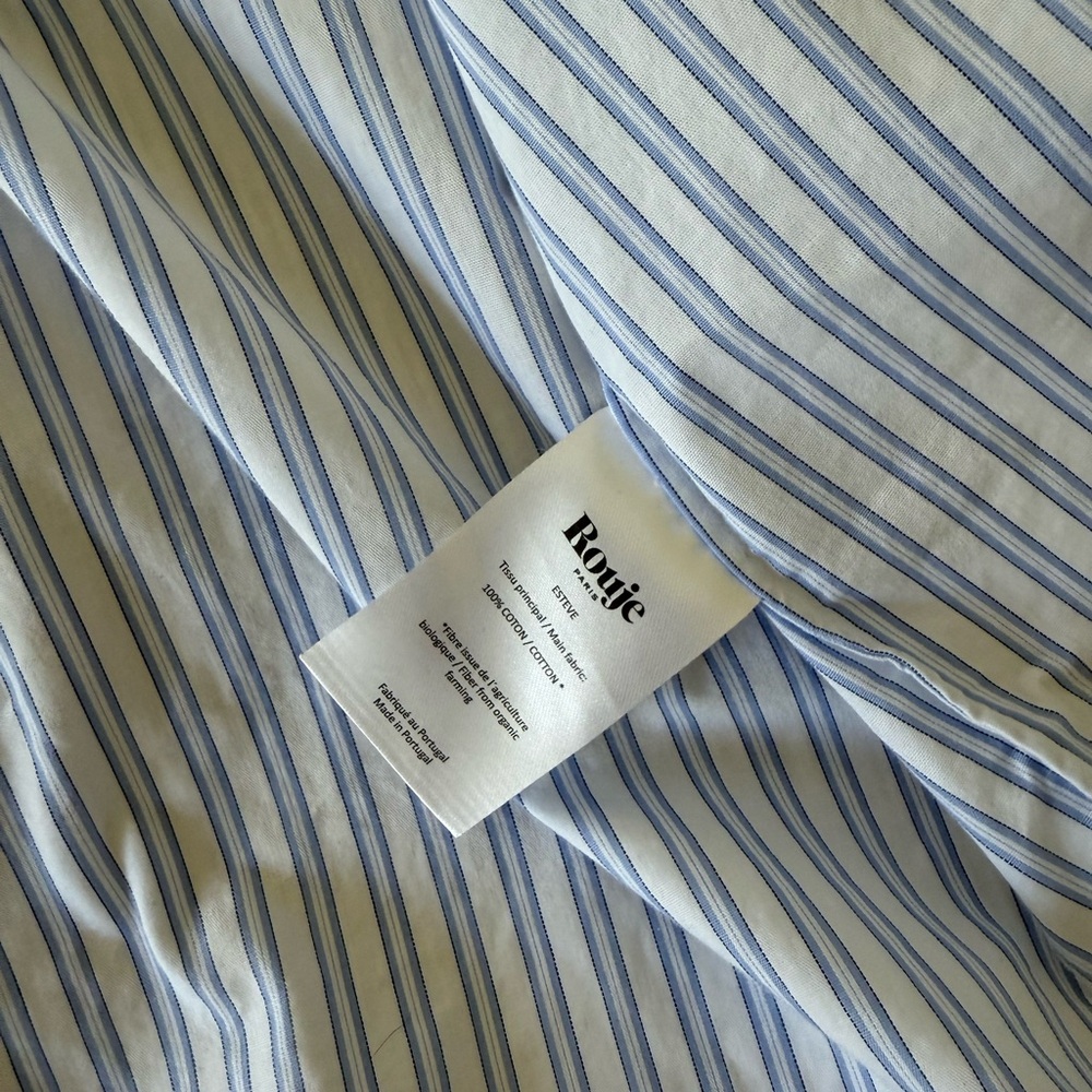 Rouje Esteve shirt Light Blue Striped Button Down Shirt 36 - Picture 11 of 13